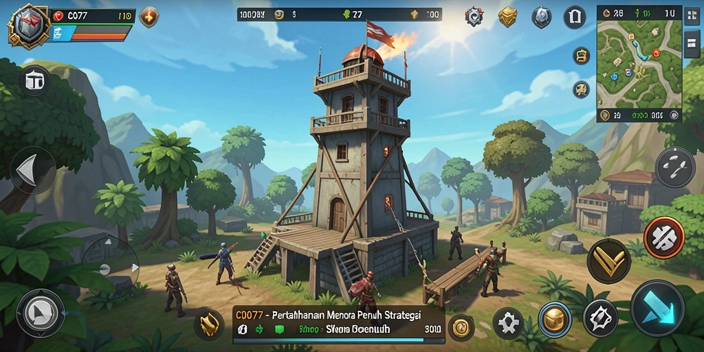 Screenshot gameplay C0077 yang menampilkan aksi Tower Defense yang seru.