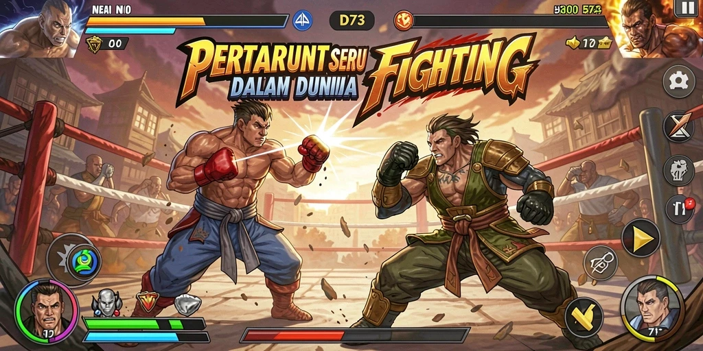 Tangkapan layar dari gameplay D73 yang penuh aksi dan pertarungan epik.