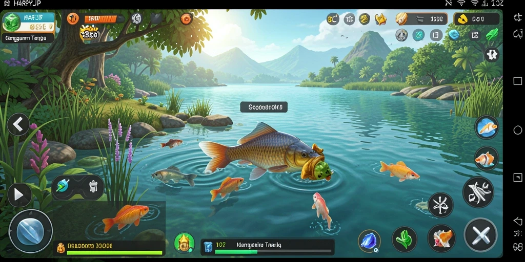 Gameplay menarik dengan grafis memukau saat memancing.