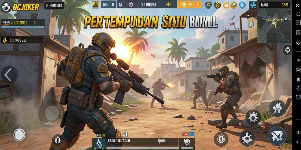 Tampilan gameplay mendebarkan dalam IDCJOKER saat bertempur di arena.