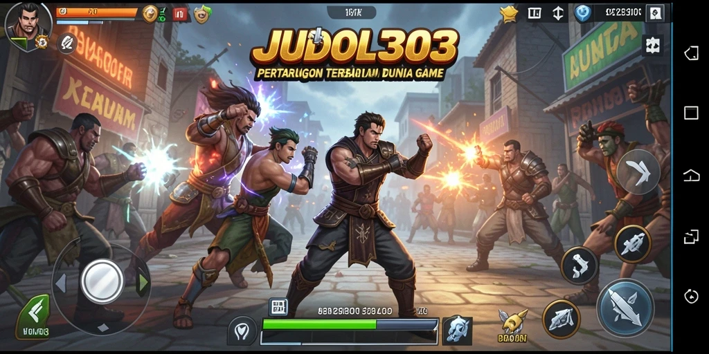 Screenshot gameplay JUDOL303 memperlihatkan pertarungan seru di arena.