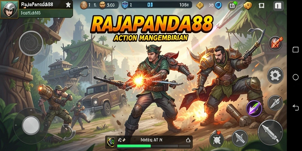 Tampilan aksi mendebarkan dalam gameplay RAJAPANDA88 yang menakjubkan.