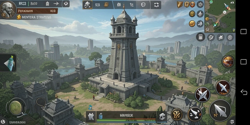 Tampilan gameplay RR33 yang intens dalam pertempuran Tower Defense.