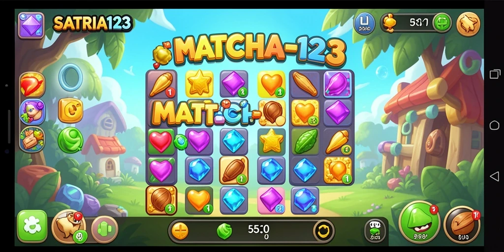 Tampilan menarik dari gameplay Match-3 di SATRIA123.