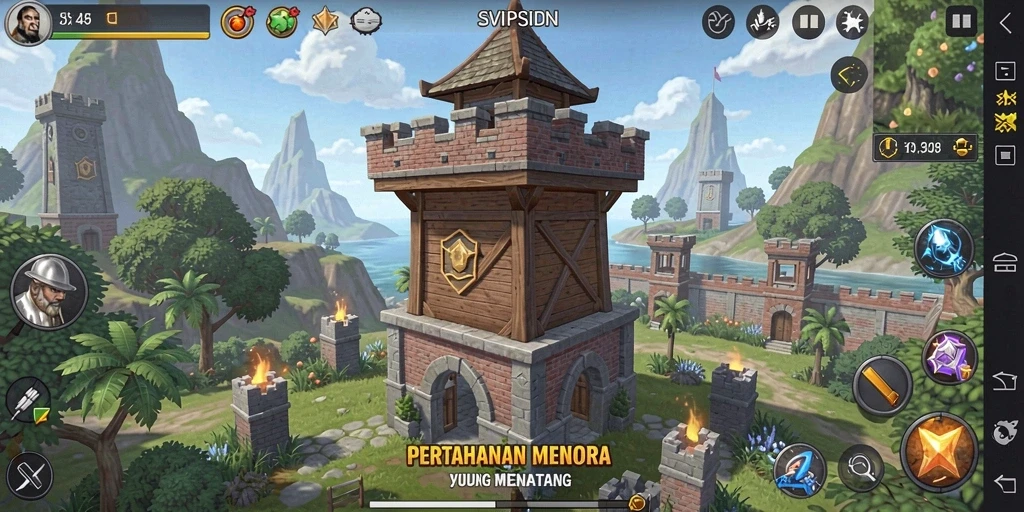Tampilan gameplay SVIPSIDN yang mendebarkan dalam pertempuran Tower Defense.